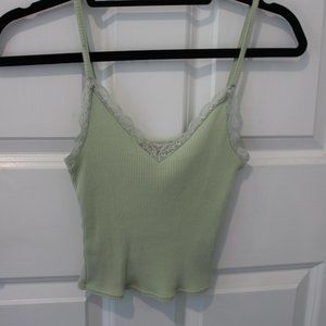 Urban Outfitters Soft Green Tank Top with lace trim